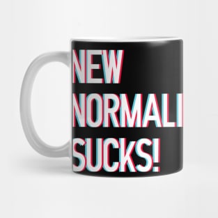 New Normality Sucks! lettering art with 3d glasses effect over white blackground. T shirt and stamps concept Mug
